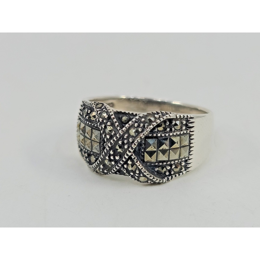 Vintage Sterling Silver‎ 925 Diamond Cut Rhinestone Women's Ring Size 9.25